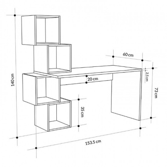 Γραφείο εργασίας Balance Megapap χρώμα λευκό 153,5x60x140εκ Γραφείο εργασίας Balance Megapap χρώμα λευκό 153,5x60x140εκ