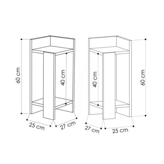 Κομοδίνο Elos Megapap σετ 2 τεμαχίων χρώμα sapphire oak 25x27x60εκ.