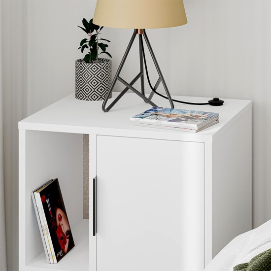 Κομοδίνο Glynn Megapap χρώμα λευκό 50,2x44,6x60εκ. Κομοδίνο Glynn Megapap χρώμα λευκό 50,2x44,6x60εκ.