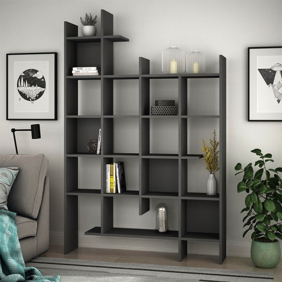 Βιβλιοθήκη Manco Megapap χρώμα ανθρακί 122x25,5x188εκ. Βιβλιοθήκη Manco Megapap χρώμα ανθρακί 122x25,5x188εκ.