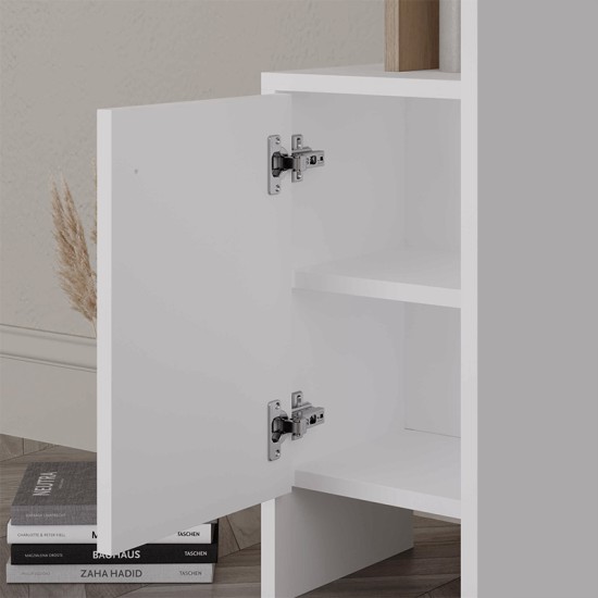 Τουαλέτα με καθρέπτη Mup Megapap χρώμα λευκό - sapphire oak 105x35x151εκ. Τουαλέτα με καθρέπτη Mup Megapap χρώμα λευκό - sapphire oak 105x35x151εκ.