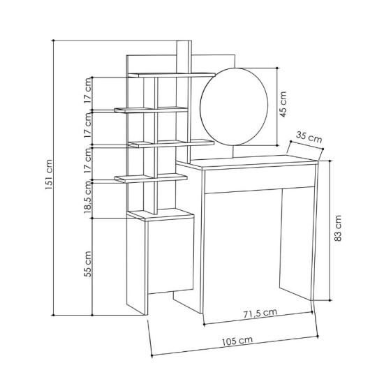 Τουαλέτα με καθρέπτη Mup Megapap χρώμα λευκό - sapphire oak 105x35x151εκ. Τουαλέτα με καθρέπτη Mup Megapap χρώμα λευκό - sapphire oak 105x35x151εκ.