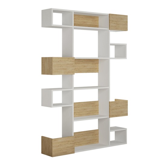 Βιβλιοθήκη Niho Megapap χρώμα λευκό - sapphire oak 120x25,3x171εκ. Βιβλιοθήκη Niho Megapap χρώμα λευκό - sapphire oak 120x25,3x171εκ.