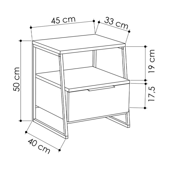 Κομοδίνο Pal Megapap χρώμα γκρι ρετρό 45x40x50εκ. Κομοδίνο Pal Megapap χρώμα γκρι ρετρό 45x40x50εκ.
