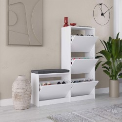 Παπουτσοθήκη Dude Megapap χρώμα λευκό 104,8x26x118,5εκ. Παπουτσοθήκη Dude Megapap χρώμα λευκό 104,8x26x118,5εκ.