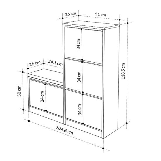 Παπουτσοθήκη Dude Megapap χρώμα λευκό 104,8x26x118,5εκ. Παπουτσοθήκη Dude Megapap χρώμα λευκό 104,8x26x118,5εκ.
