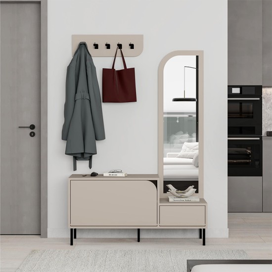 Έπιπλο εισόδου Mila Megapap με κρεμάστρα χρώμα sandstone120x37x171,6εκ. Έπιπλο εισόδου Mila Megapap με κρεμάστρα χρώμα sandstone120x37x171,6εκ.