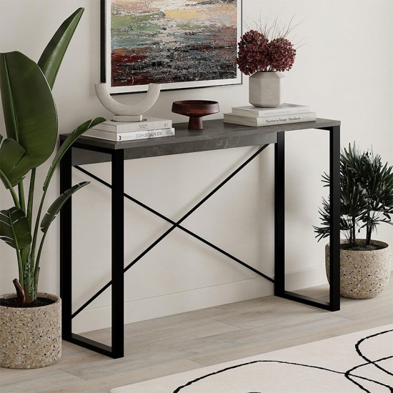 Κονσόλα Archie Megapap χρώμα γκρι ρετρό - μαύρο 110x35x75εκ.