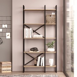 Βιβλιοθήκη Dusan Megapap χρώμα sepet oak 87,5x30x175εκ.