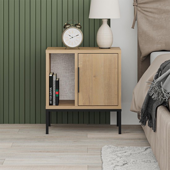 Κομοδίνο Glynn Megapap χρώμα saphhire oak 45x35x50εκ.