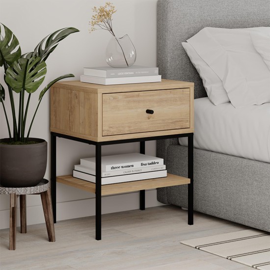 Κομοδίνο Lisa Megapap χρώμα saphhire oak 45x35x56εκ.