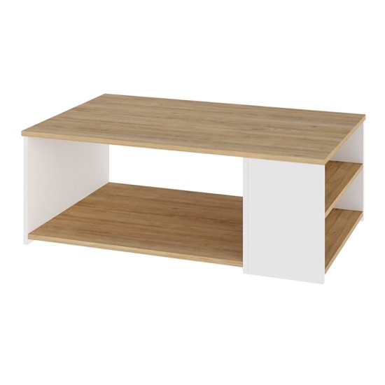 Τραπεζάκι σαλονιού Berg Megapap χρώμα sapphire oak - λευκό 110x60x40εκ. Τραπεζάκι σαλονιού Berg Megapap χρώμα sapphire oak - λευκό 110x60x40εκ.