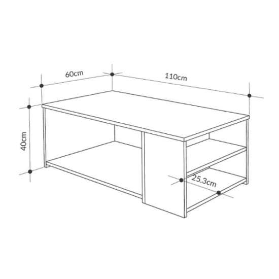 Τραπεζάκι σαλονιού Berg Megapap χρώμα sapphire oak - λευκό 110x60x40εκ. Τραπεζάκι σαλονιού Berg Megapap χρώμα sapphire oak - λευκό 110x60x40εκ.