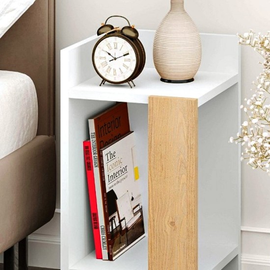 Κομοδίνο Elos Megapap αριστερό χρώμα λευκό - saphhire oak 30x31,7x55εκ. Κομοδίνο Elos Megapap αριστερό χρώμα λευκό - saphhire oak 30x31,7x55εκ.