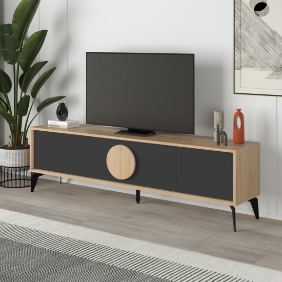Έπιπλο τηλεόρασης Gora Megapap χρώμα sapphire oak - silky black 180x35,6x51εκ. Έπιπλο τηλεόρασης Gora Megapap χρώμα sapphire oak - silky black 180x35,6x51εκ.