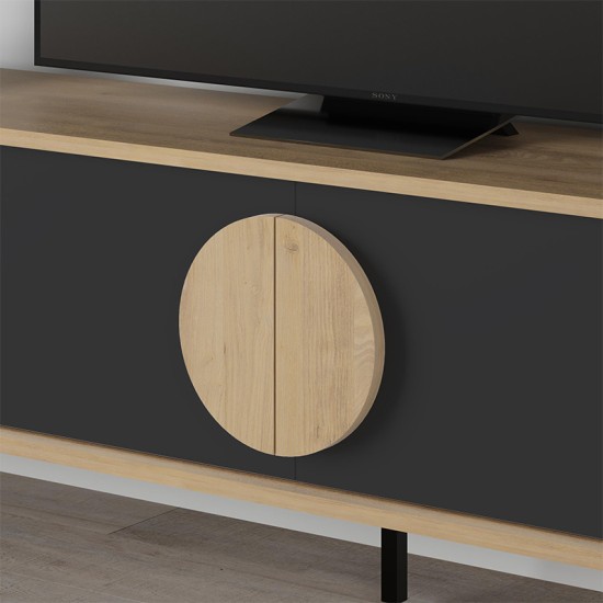 Έπιπλο τηλεόρασης Gora Megapap χρώμα sapphire oak - silky black 180x35,6x51εκ. Έπιπλο τηλεόρασης Gora Megapap χρώμα sapphire oak - silky black 180x35,6x51εκ.