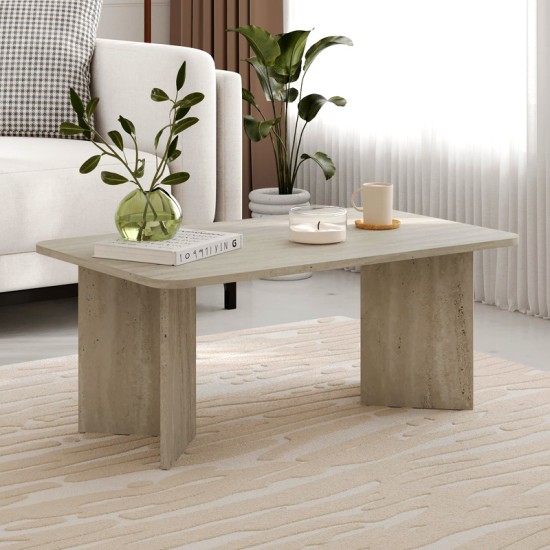 Τραπεζάκι σαλονιού Sam Megapap χρώμα travertine 100x60x41,8εκ. Τραπεζάκι σαλονιού Sam Megapap χρώμα travertine 100x60x41,8εκ.