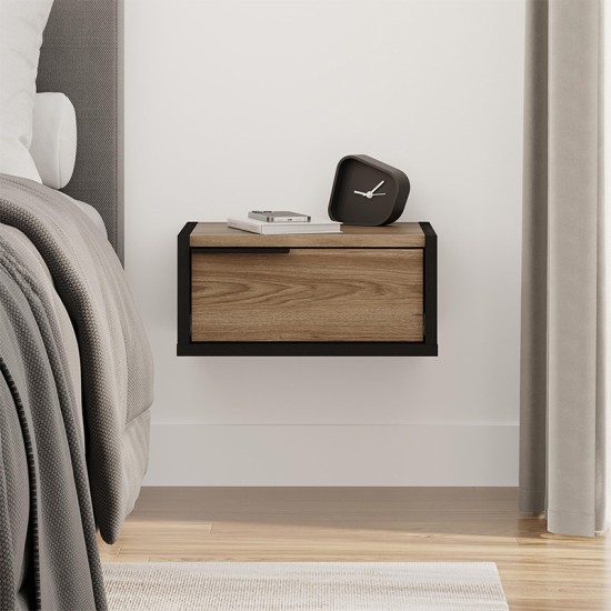 Κομοδίνο επιτοίχιο Eco Megapap χρώμα black wood - καρυδί Ud 40x33x18,5εκ. Κομοδίνο επιτοίχιο Eco Megapap χρώμα black wood - καρυδί Ud 40x33x18,5εκ.