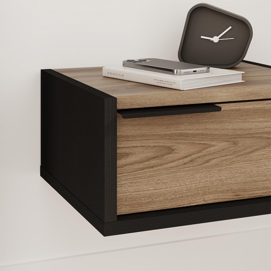 Κομοδίνο επιτοίχιο Eco Megapap χρώμα black wood - καρυδί Ud 40x33x18,5εκ. Κομοδίνο επιτοίχιο Eco Megapap χρώμα black wood - καρυδί Ud 40x33x18,5εκ.