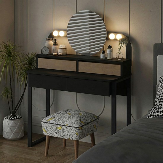 Τουαλέτα με καθρέπτη Lora Megapap με LED χρώμα μαύρο - sapphire oak 96x40x133,4εκ. Τουαλέτα με καθρέπτη Lora Megapap με LED χρώμα μαύρο - sapphire oak 96x40x133,4εκ.