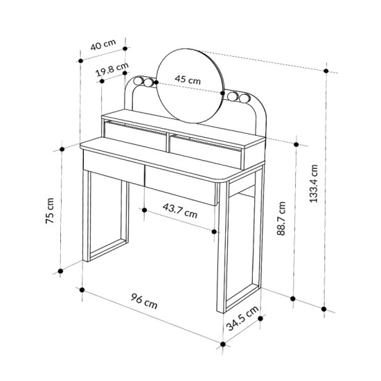 Τουαλέτα με καθρέπτη Lora Megapap με LED χρώμα μαύρο - sapphire oak 96x40x133,4εκ. Τουαλέτα με καθρέπτη Lora Megapap με LED χρώμα μαύρο - sapphire oak 96x40x133,4εκ.