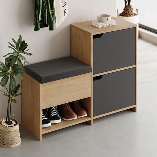 Παπουτσοθήκη Haven Megapap χρώμα sapphire oak - ανθρακί 101x35x80,4εκ. Παπουτσοθήκη Haven Megapap χρώμα sapphire oak - ανθρακί 101x35x80,4εκ.