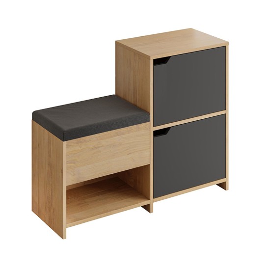 Παπουτσοθήκη Haven Megapap χρώμα sapphire oak - ανθρακί 101x35x80,4εκ. Παπουτσοθήκη Haven Megapap χρώμα sapphire oak - ανθρακί 101x35x80,4εκ.
