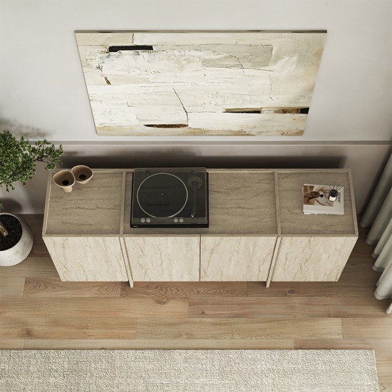 Μπουφές Dorma Megapap χρώμα travertine 180x45x80,2εκ. Μπουφές Dorma Megapap χρώμα travertine 180x45x80,2εκ.