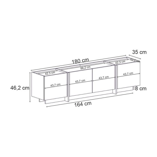 Έπιπλο τηλεόρασης Lowen Megapap χρώμα καρυδί milano 180x35x46,2εκ.