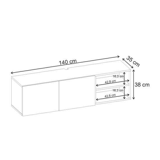 Έπιπλο τηλεόρασης επιτοίχιο Conrad Megapap χρώμα travertine 140x35x38εκ. Έπιπλο τηλεόρασης επιτοίχιο Conrad Megapap χρώμα travertine 140x35x38εκ.