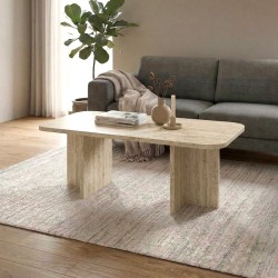 Τραπεζάκι σαλονιού Hillary Megapap χρώμα travertine 100x60x41,8εκ.