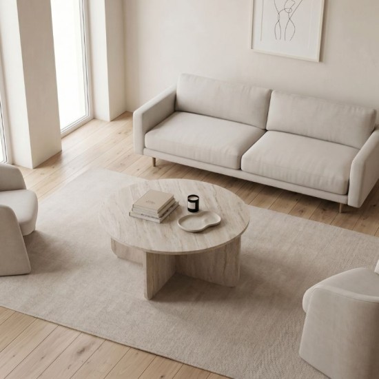 Τραπεζάκι σαλονιού Hillary Megapap χρώμα travertine Ø80x38εκ. Τραπεζάκι σαλονιού Hillary Megapap χρώμα travertine Ø80x38εκ.