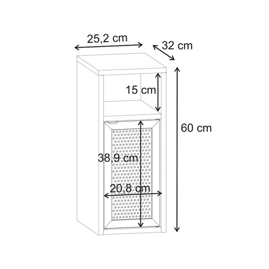 Κομοδίνο Inca Megapap χρώμα light oak 25,2x32x60εκ. Κομοδίνο Inca Megapap χρώμα light oak 25,2x32x60εκ.