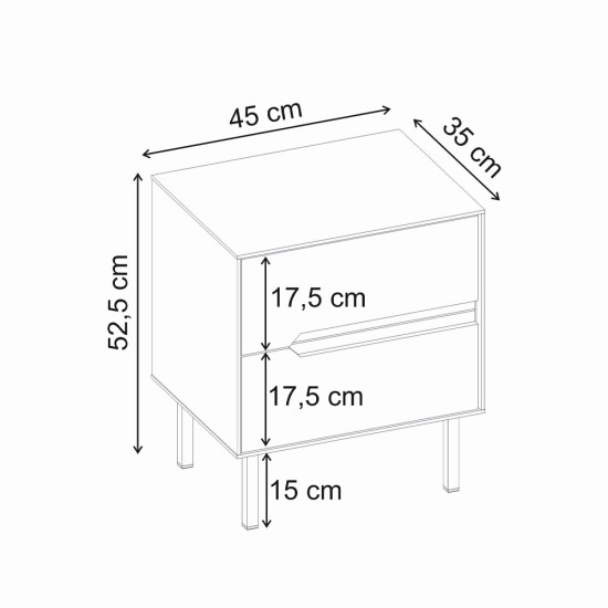 Κομοδίνο Arch Megapap χρώμα sandstone 45x35x52,5εκ. Κομοδίνο Arch Megapap χρώμα sandstone 45x35x52,5εκ.