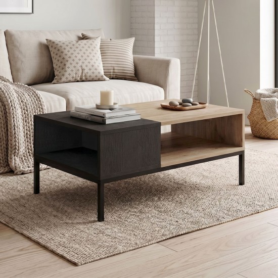 Τραπεζάκι σαλονιού Cailin Megapap χρώμα sepet oak - black wood 90x56x40,6εκ. Τραπεζάκι σαλονιού Cailin Megapap χρώμα sepet oak - black wood 90x56x40,6εκ.