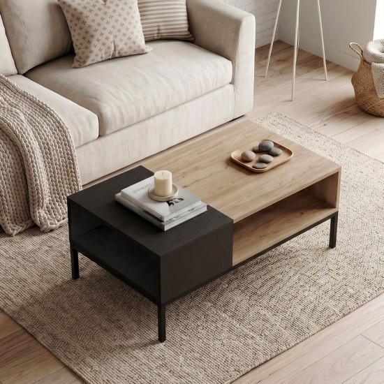 Τραπεζάκι σαλονιού Cailin Megapap χρώμα sepet oak - black wood 90x56x40,6εκ. Τραπεζάκι σαλονιού Cailin Megapap χρώμα sepet oak - black wood 90x56x40,6εκ.