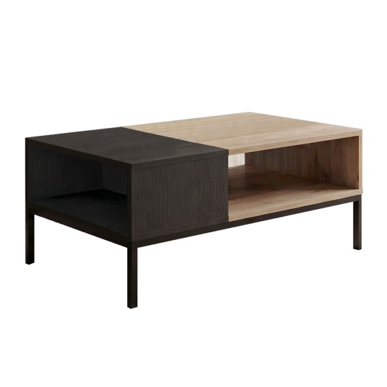 Τραπεζάκι σαλονιού Cailin Megapap χρώμα sepet oak - black wood 90x56x40,6εκ. Τραπεζάκι σαλονιού Cailin Megapap χρώμα sepet oak - black wood 90x56x40,6εκ.