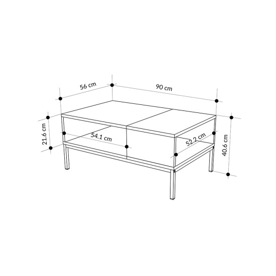 Τραπεζάκι σαλονιού Cailin Megapap χρώμα sepet oak - black wood 90x56x40,6εκ. Τραπεζάκι σαλονιού Cailin Megapap χρώμα sepet oak - black wood 90x56x40,6εκ.