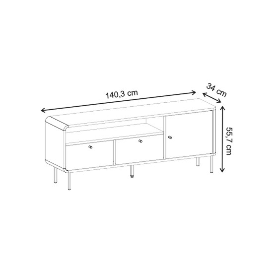 Έπιπλο τηλεόρασης Colia Megapap χρώμα sepet oak 140,3x34x55,7εκ. Έπιπλο τηλεόρασης Colia Megapap χρώμα sepet oak 140,3x34x55,7εκ.
