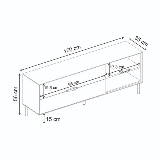 Έπιπλο τηλεόρασης Marquise Megapap χρώμα sandstone 150x35x56εκ. Έπιπλο τηλεόρασης Marquise Megapap χρώμα sandstone 150x35x56εκ.