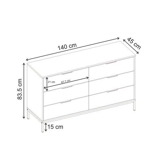Συρταριέρα Mars Megapap χρώμα καρυδί Ud 140x45x83,5εκ. Συρταριέρα Mars Megapap χρώμα καρυδί Ud 140x45x83,5εκ.