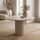 Τραπέζι Hazar Megapap Mdf χρώμα travertine - sandstone Ø119,5x76εκ.