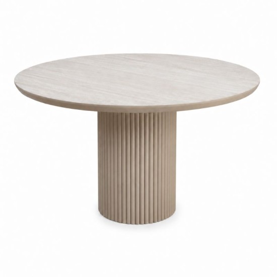 Τραπέζι Hazar Megapap Mdf χρώμα travertine - sandstone Ø119,5x76εκ.
