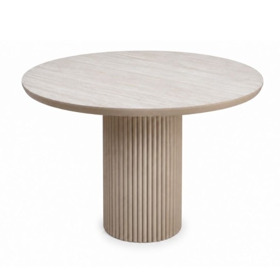 Τραπέζι Hazar Megapap Mdf χρώμα travertine - sandstone Ø100,5x76εκ. Τραπέζι Hazar Megapap Mdf χρώμα travertine - sandstone Ø100,5x76εκ.