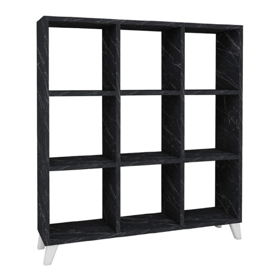 Βιβλιοθήκη Saul Megapap χρώμα μαύρο εφέ μαρμάρου 88,2x20x88,2εκ.