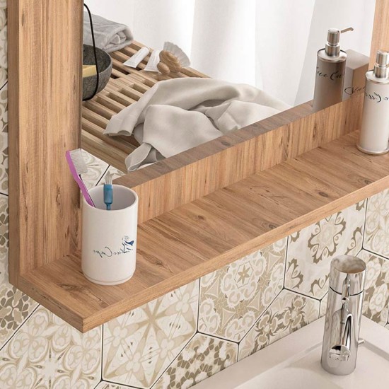 Καθρέπτης μπάνιου Devlin Megapap χρώμα pine oak 60x10x45εκ.
