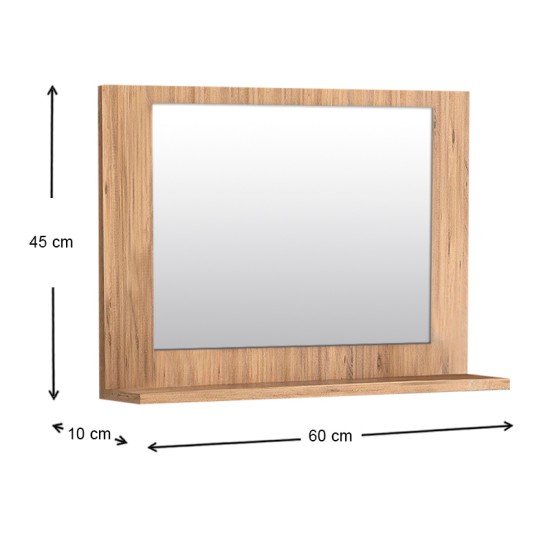 Καθρέπτης μπάνιου Devlin Megapap χρώμα pine oak 60x10x45εκ.