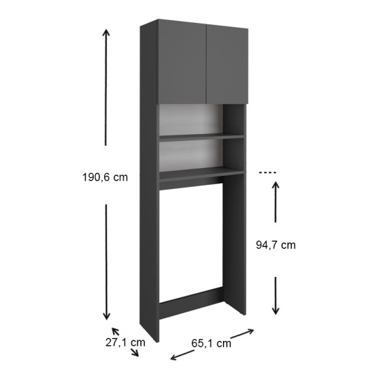 Έπιπλο πλυντηρίου Ramsey Megapap χρώμα ανθρακί 65x27x190,6εκ. Έπιπλο πλυντηρίου Ramsey Megapap χρώμα ανθρακί 65x27x190,6εκ.