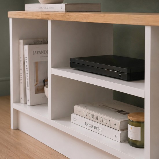 Έπιπλο τηλεόρασης Bahama Megapap χρώμα λευκό - sapphire oak 120x35x46,5εκ. Έπιπλο τηλεόρασης Bahama Megapap χρώμα λευκό - sapphire oak 120x35x46,5εκ.