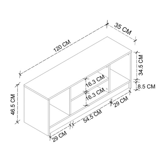 Έπιπλο τηλεόρασης Bahama Megapap χρώμα λευκό - sapphire oak 120x35x46,5εκ. Έπιπλο τηλεόρασης Bahama Megapap χρώμα λευκό - sapphire oak 120x35x46,5εκ.